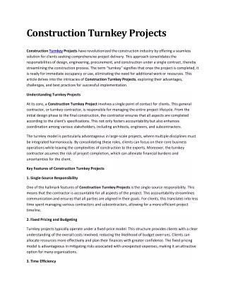 Construction Turnkey Projects