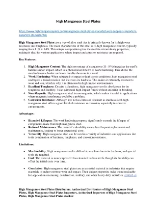 High Manganese Steel Plate pdf