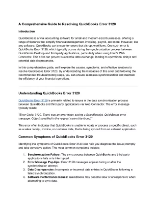 A Comprehensive Guide to Resolving QuickBooks Error 3120