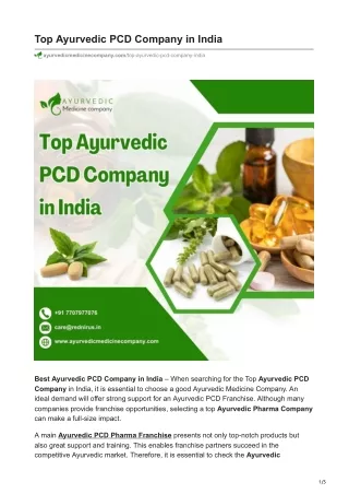 Top Ayurvedic PCD Company in India