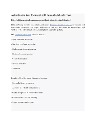 Document Attestation in Philippines