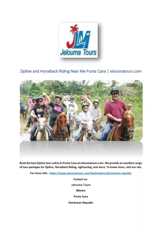 Zipline and Horseback Riding Near Me Punta Cana | Jeloumatours.com