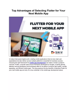 Unlock the Advantages of Flutter for Your Mobile App Development
