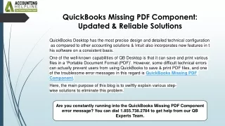 Fix QuickBooks Missing PDF Component Issue Troubleshooting Guide