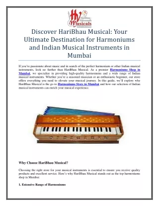 Harmoniums and Indian Musical Instruments in Mumbai