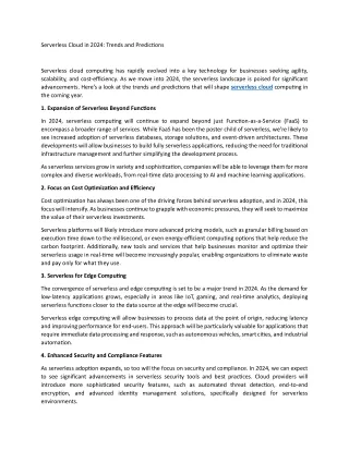 Serverless Cloud in 2024 Trends and Predictions