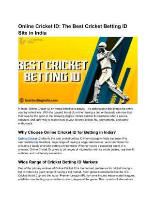 Online Cricket ID_ The Best Cricket Betting ID Site in India