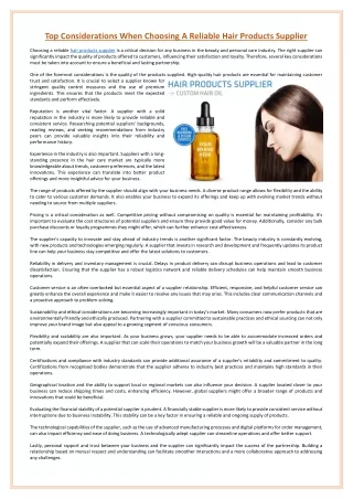 Top Considerations When Choosing A Reliable Hair Products Supplier