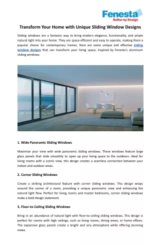 Transform Your Home with Unique Sliding Window Designs