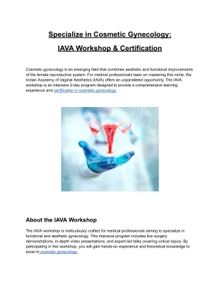 Specialize in Cosmetic Gynecology_ IAVA Workshop & Certification