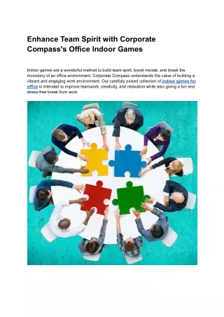 Enhance Team Spirit with Corporate Compass's Office Indoor Games