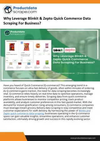 Why Leverage Blinkit & Zepto Quick Commerce Data Scraping For Business