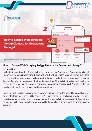 How to Scrape Web Scraping Swiggy Zomato for Restaurant Listings