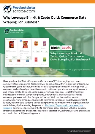 Why Leverage Blinkit & Zepto Quick Commerce Data Scraping For Business