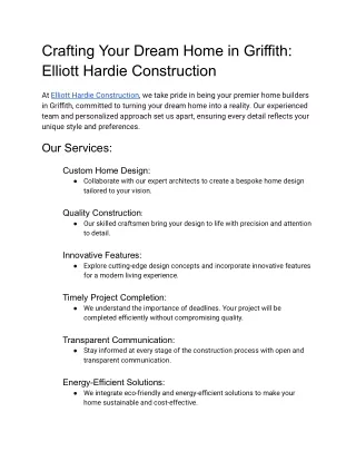 _Home Builders in Griffith_ Elliott Hardie Construction