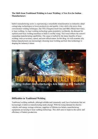 The Shift from Traditional Welding to Laser Welding: A New Era for Indian Manufa