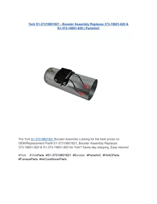 York S1-37319801821 - Booster Assembly   _ PartsHnC