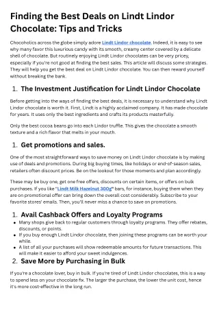 Finding the Best Deals on Lindt Lindor Chocolate Tips and Tricks