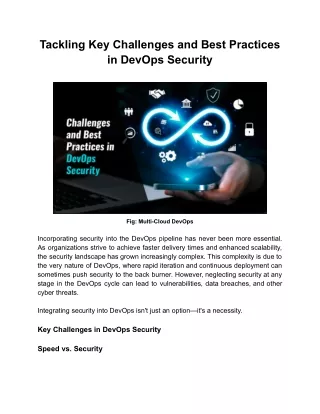 Tackling Key Challenges and Best Practices in DevOps Security