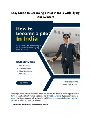 Easy Guide to Becoming a Pilot in India with Flying Star Aviators