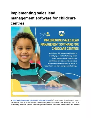 Implementing sales lead management software for childcare centres