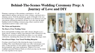 Behind-The-Scenes Wedding Ceremony Prep A Journey of Love and DIY