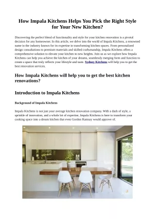 How Impala Kitchens Helps You Pick the Right Style for Your New Kitchen?