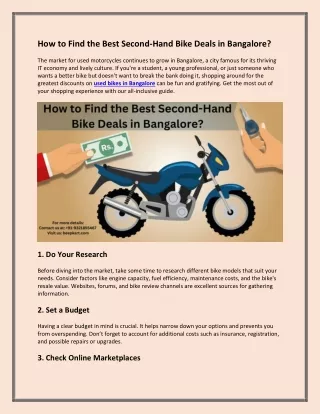 How to Find the Best Second-Hand Bike Deals in Bangalore?