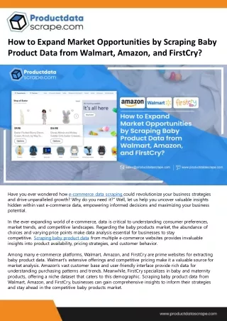 How to Expand Market Opportunities by Scraping Baby Product Data from Walmart, Amazon, and FirstCry