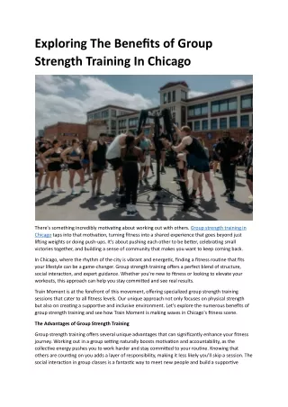Exploring The Benefits of Group Strength Training In Chicago