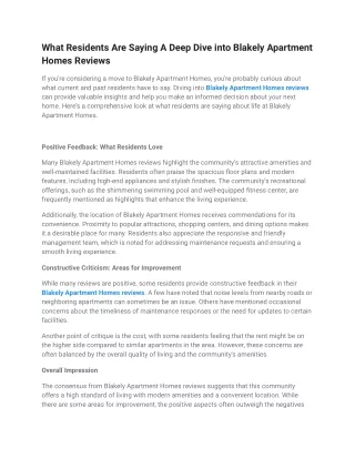 What Residents Are Saying A Deep Dive into Blakely Apartment Homes Reviews