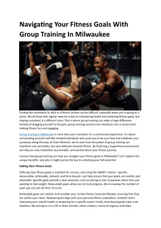 Navigating Your Fitness Goals With Group Training In Milwaukee