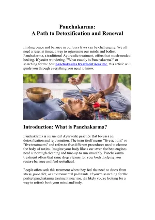 Panchakarma A Path to Detoxification and Renewal