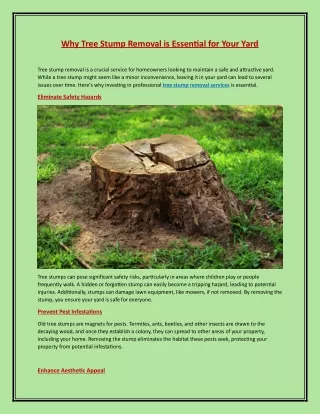 Why Tree Stump Removal is Essential for Your Yard