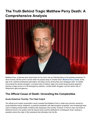 The Truth Behind Tragic Matthew Perry Death_ A Comprehensive Analysis