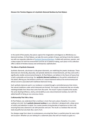 Elevate Your Everyday Look with a Sophisticated Synthetic Diamond Necklace