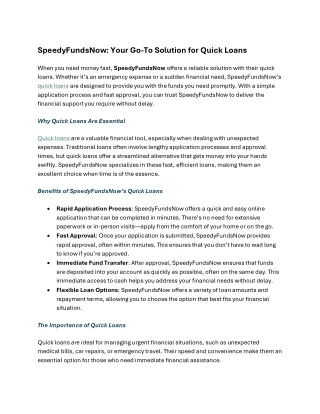 speedyfundsnow Quick Loans