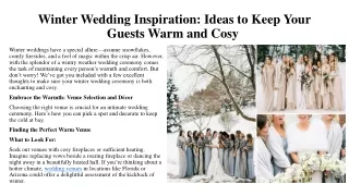 Winter Wedding Inspiration Ideas to Keep Your Guests Warm and Cosy