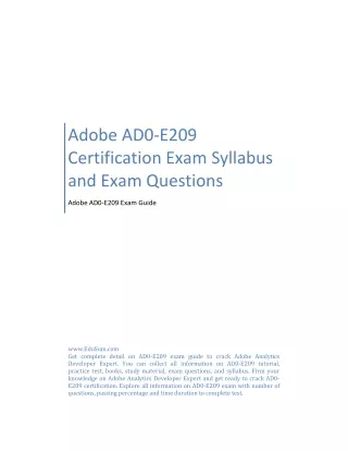 Adobe AD0-E209 Certification Exam Syllabus and Exam Questions