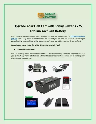 Upgrade Your Golf Cart with Sonny Power's 72V Lithium Golf Cart Battery