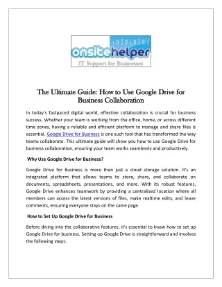 The Ultimate Guide How to Use Google Drive for Business Collaboration