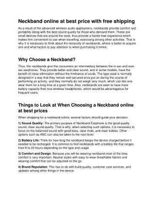 Neckband online at best price with free shipping