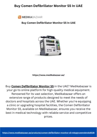 Buy Comen Defibrillator Monitor S5 In UAE