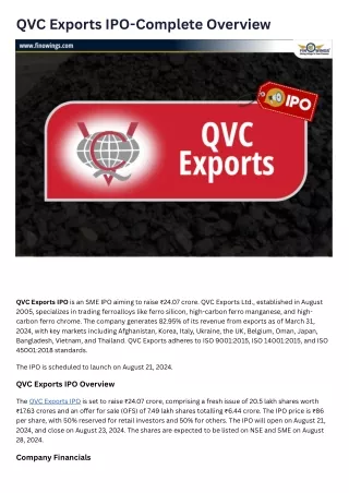 QVC Exports IPO-Complete Overview