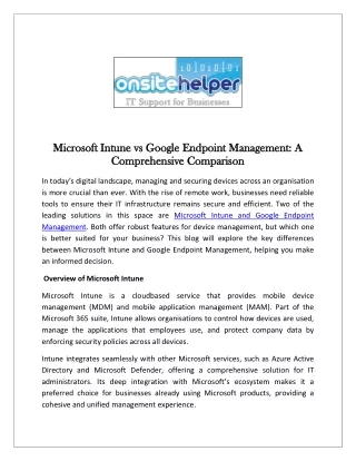 Microsoft Intune vs Google Endpoint Management A Comprehensive Comparison