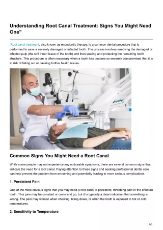 Understanding Root Canal Treatment Signs You Might Need One