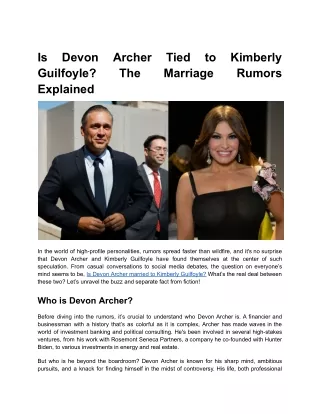 Is Devon Archer Tied to Kimberly Guilfoyle