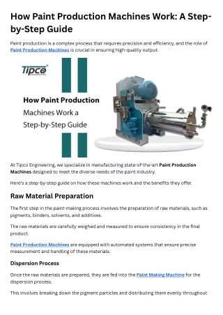 How Paint Production Machines Work A Step-by-Step Guide