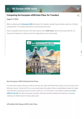 Europe eSIM: Reliable Coverage, Affordable Plans