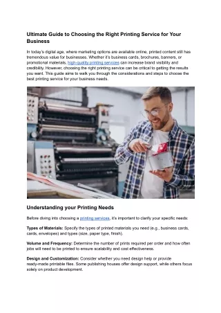 Ultimate Guide to Choosing the Right Printing Service for Your Business